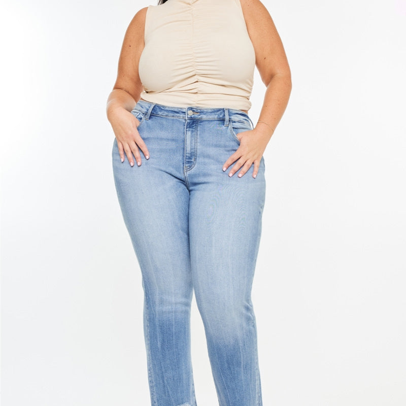 Angela Essentials High Rise Slim Crop Straight Jeans (Plus Size) - Official Kancan USA