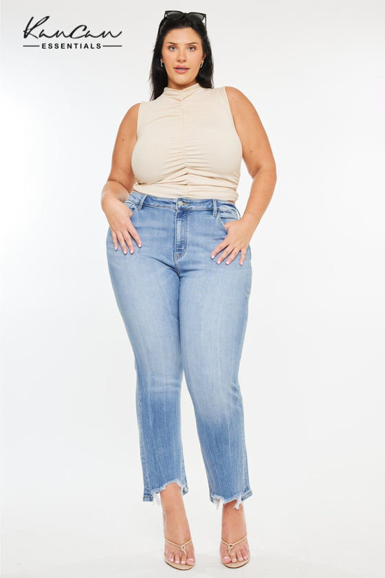 Angela Essentials High Rise Slim Crop Straight Jeans (Plus Size) - Official Kancan USA