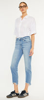 Angela Essentials High Rise Slim Crop Straight Jeans - Official Kancan USA