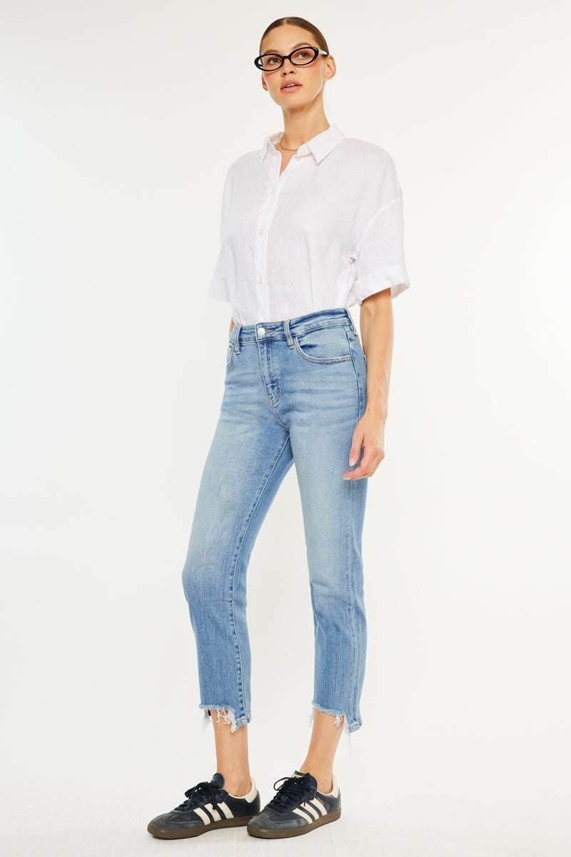 Angela Essentials High Rise Slim Crop Straight Jeans - Official Kancan USA