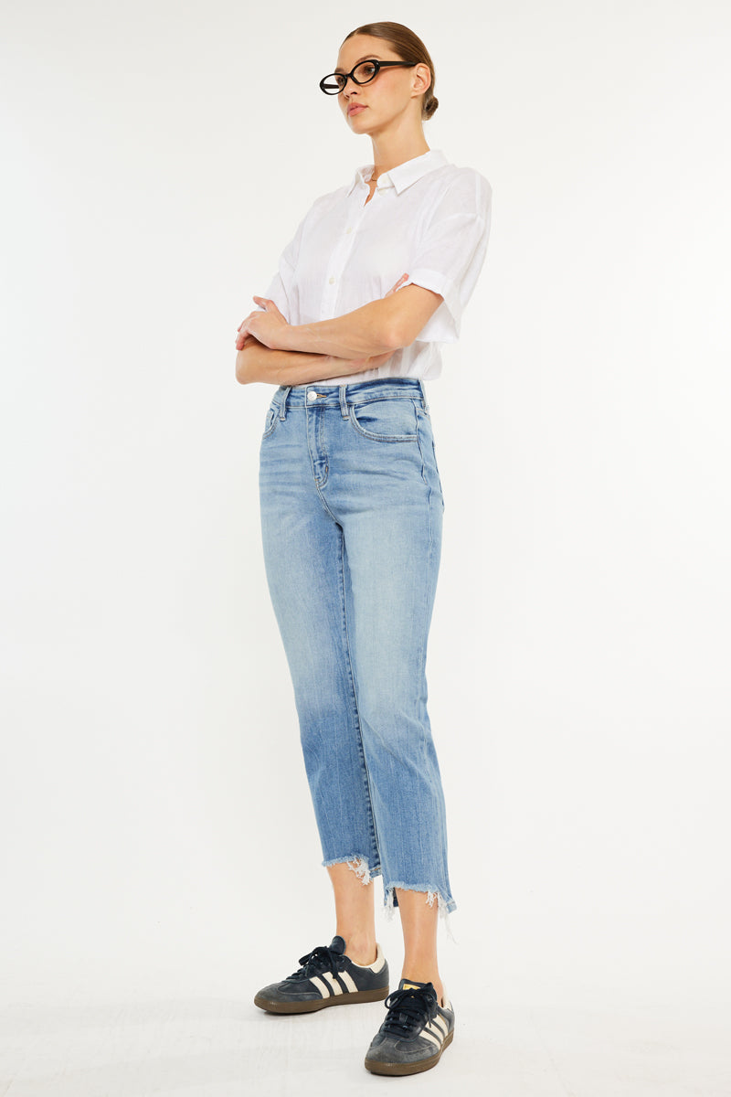 Angela Essentials High Rise Slim Crop Straight Jeans - Official Kancan USA