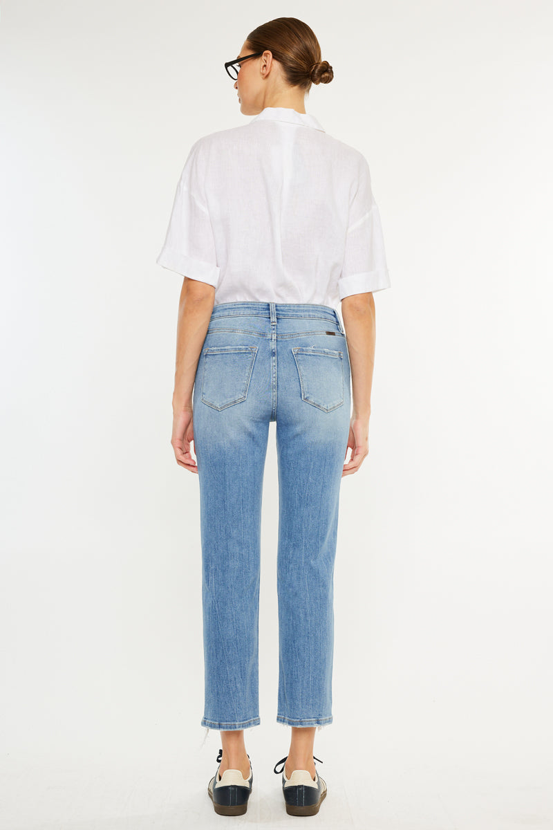 Angela Essentials High Rise Slim Crop Straight Jeans - Official Kancan USA