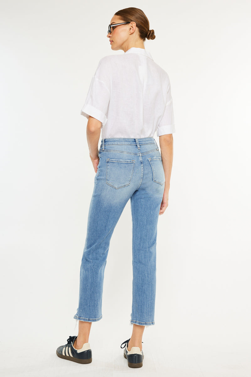 Angela Essentials High Rise Slim Crop Straight Jeans