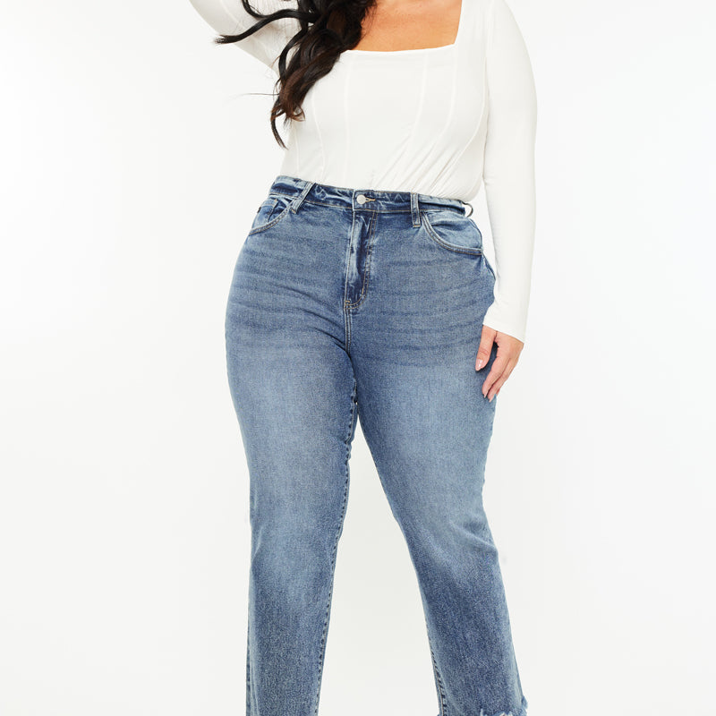 Kristine High Rise Slim Straight Leg Jeans (Plus size) - Official Kancan USA