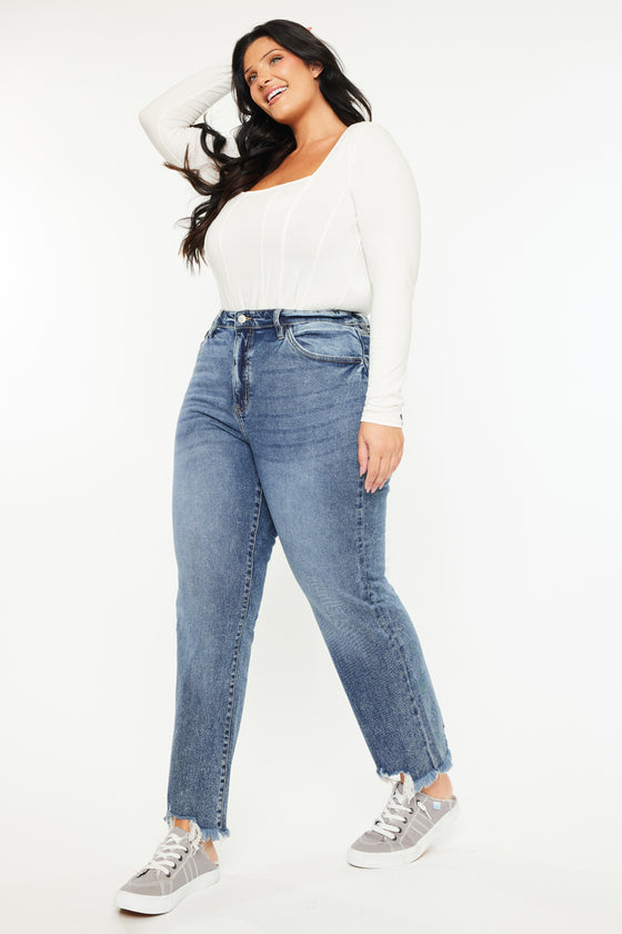 Kristine High Rise Slim Straight Leg Jeans (Plus size) - Official Kancan USA