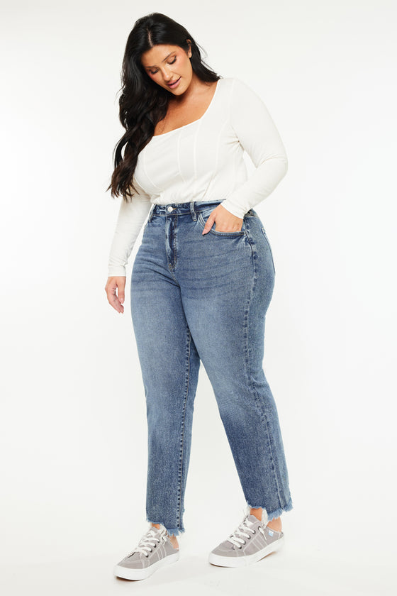 Kristine High Rise Slim Straight Leg Jeans (Plus size) - Official Kancan USA