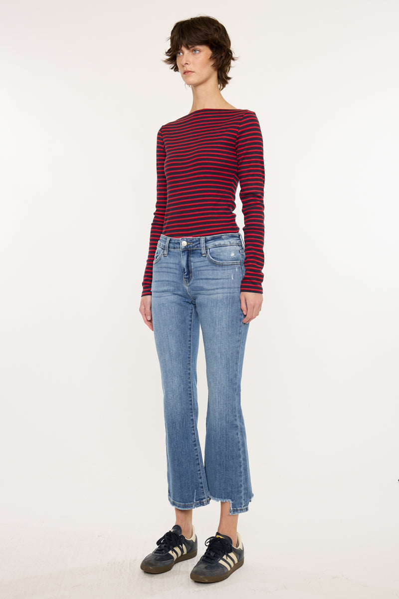 casual カンナ 17 KanCan Dayna High Rise Slim Wide Leg Jeans Dark