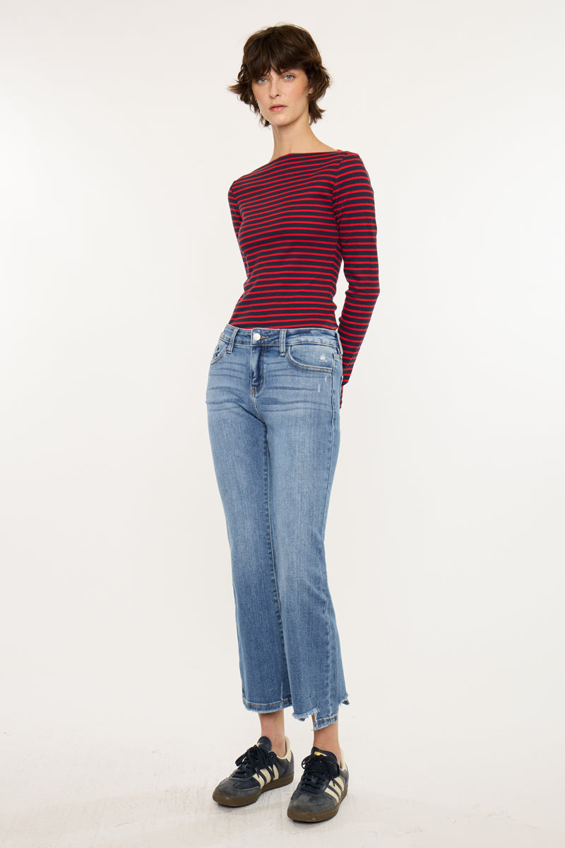 Savanna Essentials Mid Rise Crop Flare Denim – Kancan USA