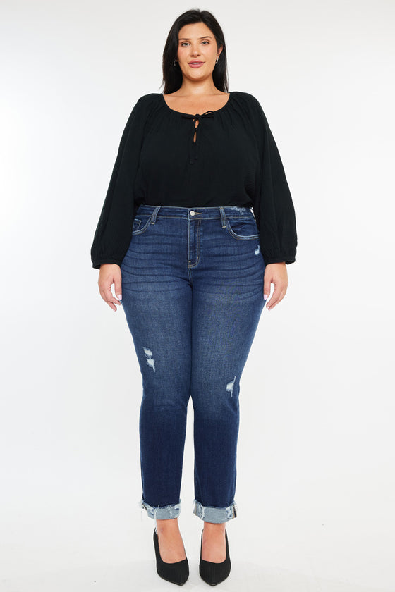 Sydney Mid Rise Slim Straight Leg Jeans (Plus) - Official Kancan USA