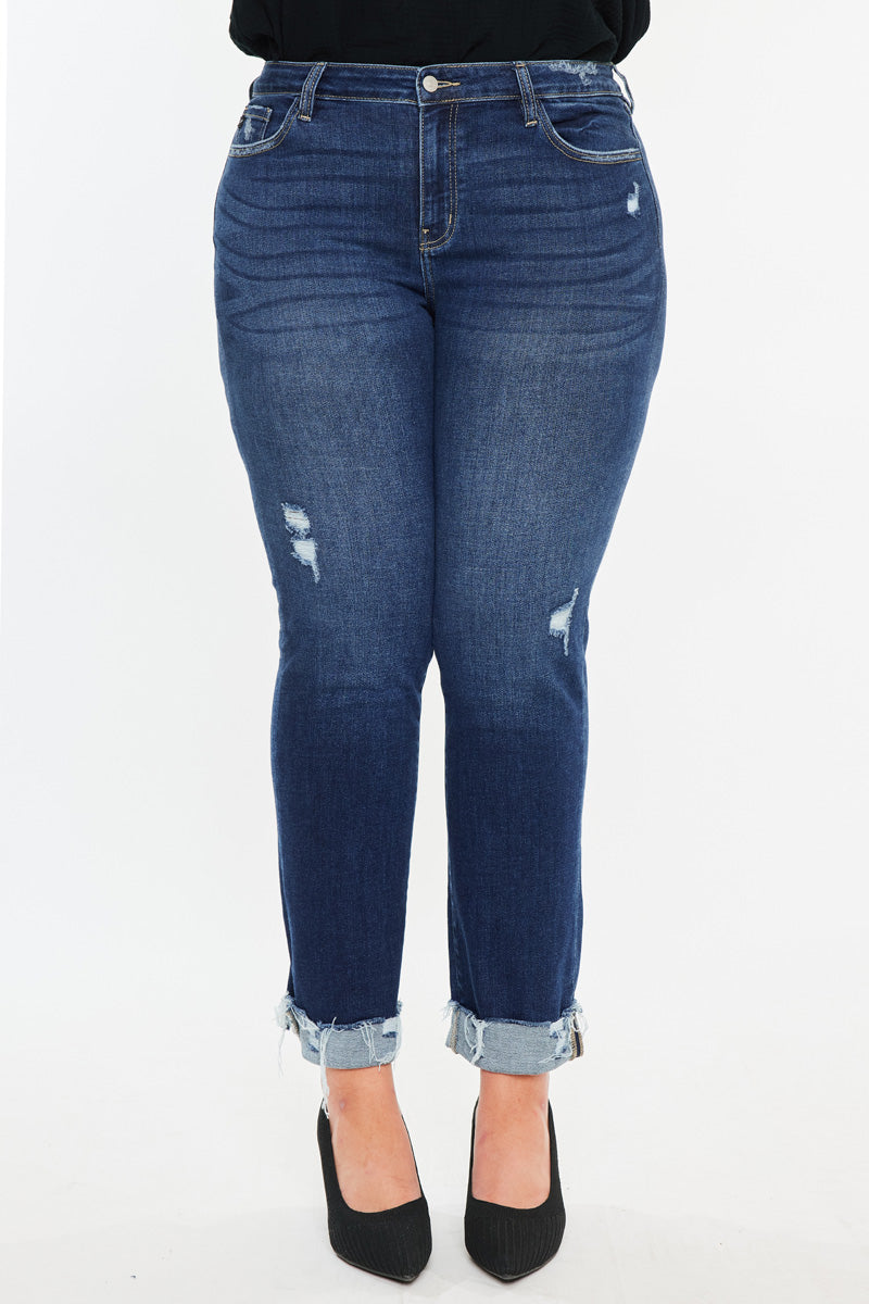 Sydney Mid Rise Slim Straight Leg Jeans (Plus) - Official Kancan USA