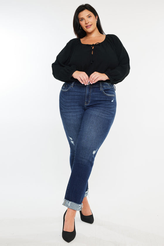 Sydney Mid Rise Slim Straight Leg Jeans (Plus) - Official Kancan USA