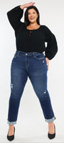 Sydney Mid Rise Slim Straight Leg Jeans (Plus) - Official Kancan USA