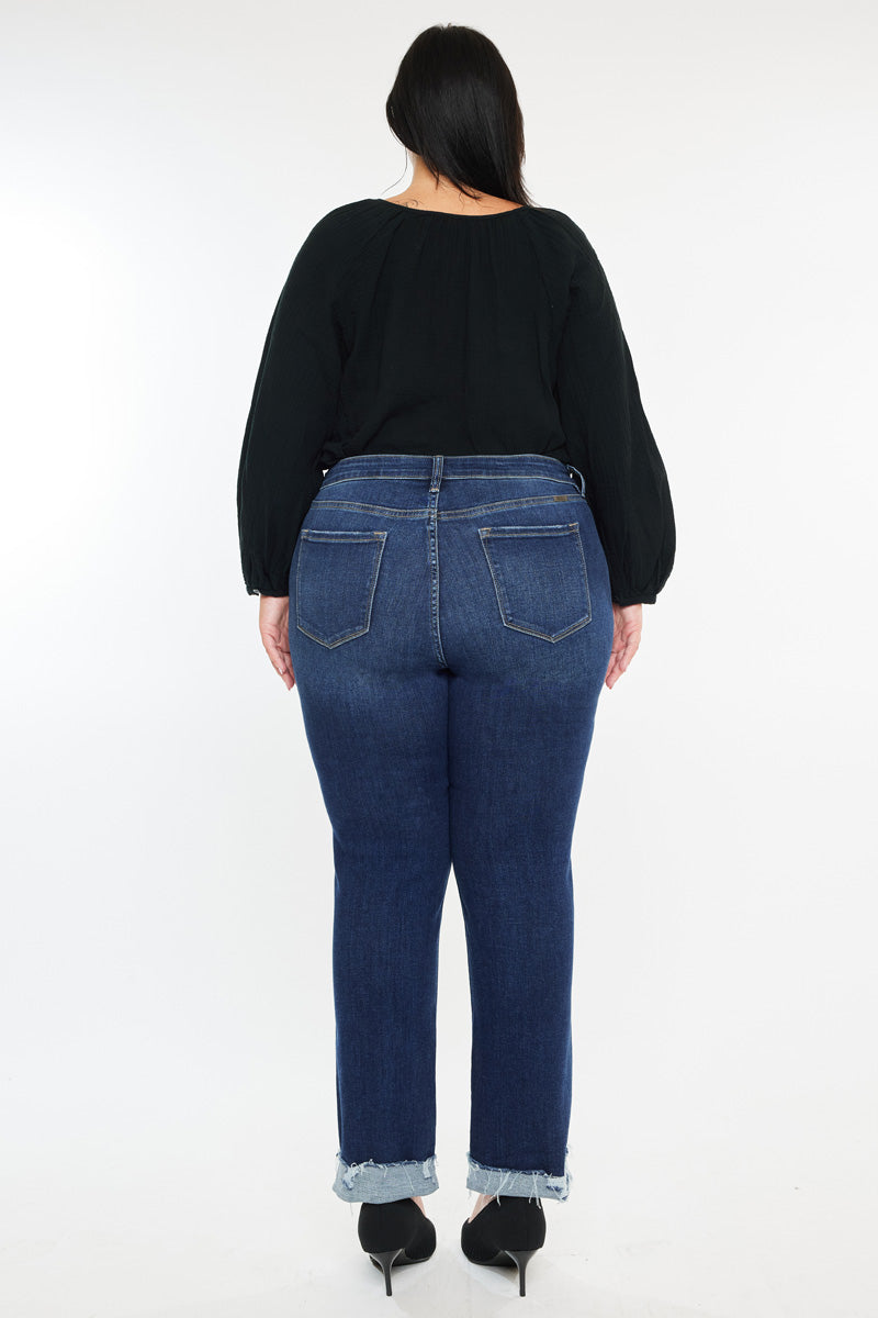 Sydney Mid Rise Slim Straight Leg Jeans (Plus) - Official Kancan USA