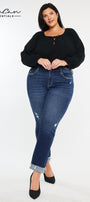 Emely Essentials Mid Rise Slim Straight Leg Jeans (Plus) - Official Kancan USA