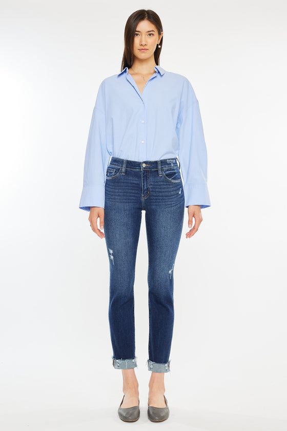 Emely Mid Rise Slim Straight Leg Jeans - Official Kancan USA