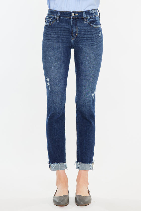 Emely Mid Rise Slim Straight Leg Jeans - Official Kancan USA