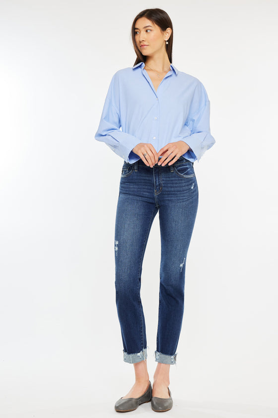 Emely Mid Rise Slim Straight Leg Jeans - Official Kancan USA