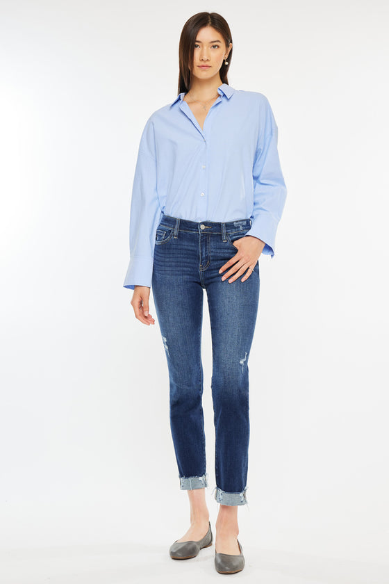 Emely Mid Rise Slim Straight Leg Jeans - Official Kancan USA