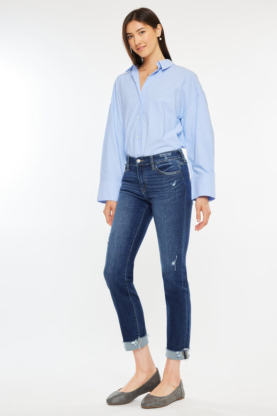 Emely Mid Rise Slim Straight Leg Jeans - Official Kancan USA