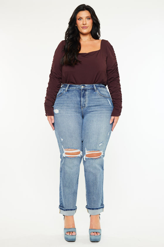 Jailen Mid Rise True Straight Leg Jeans (Plus Size) - Official Kancan USA