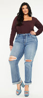 Jailen Mid Rise True Straight Leg Jeans (Plus Size) - Official Kancan USA