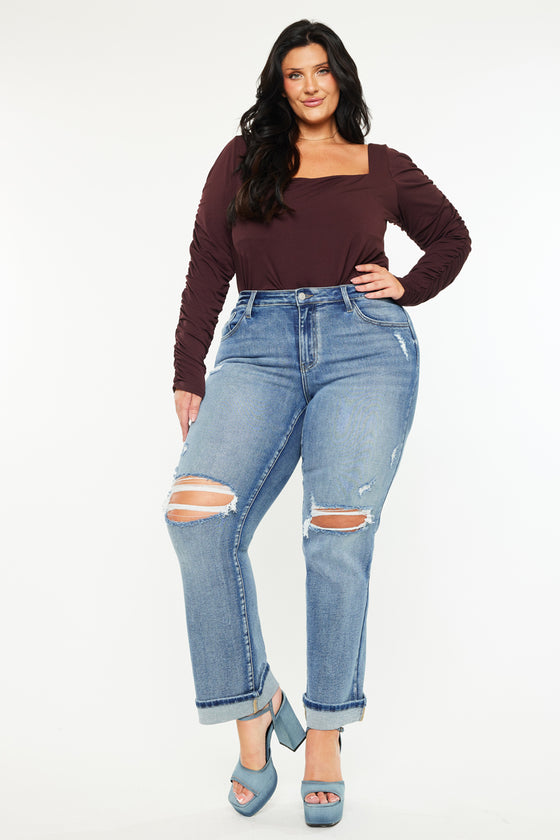 Jailen Mid Rise True Straight Leg Jeans (Plus Size) - Official Kancan USA