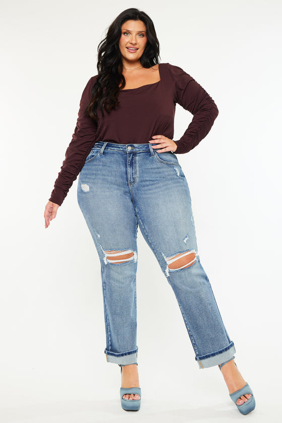 Jailen Mid Rise True Straight Leg Jeans (Plus Size) - Official Kancan USA