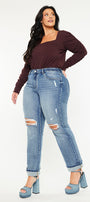 Jailen Mid Rise True Straight Leg Jeans (Plus Size) - Official Kancan USA