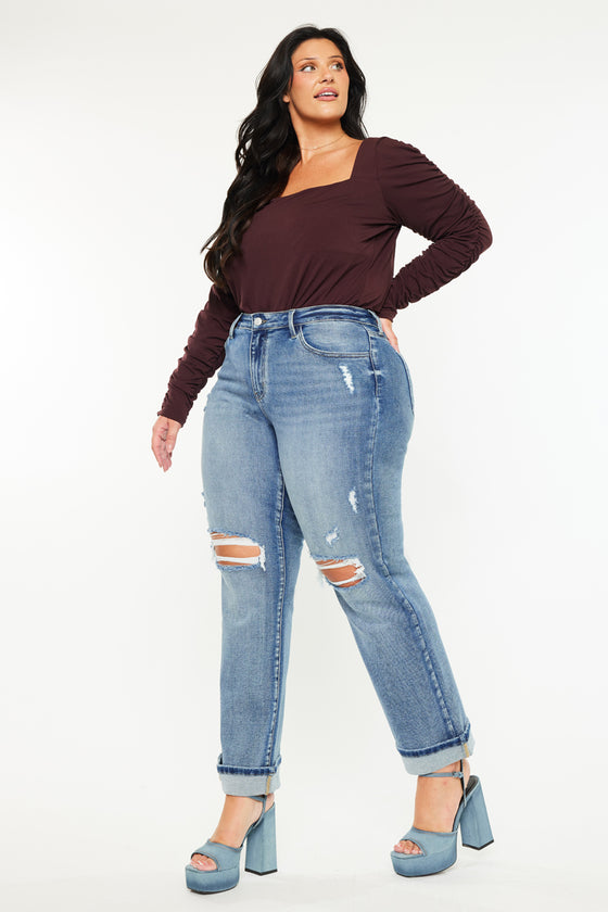 Jailen Mid Rise True Straight Leg Jeans (Plus Size) - Official Kancan USA