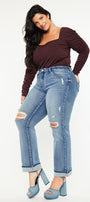 Jailen Mid Rise True Straight Leg Jeans (Plus Size) - Official Kancan USA