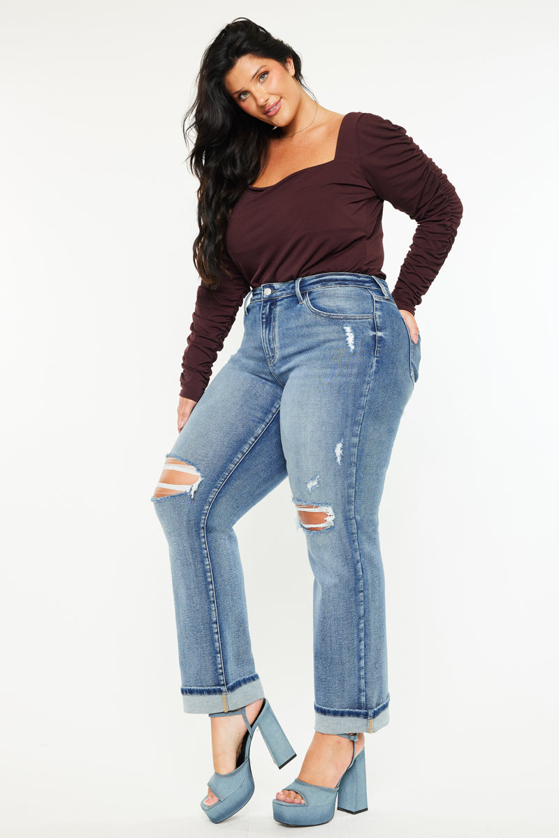 Jailen Mid Rise True Straight Leg Jeans (Plus Size) - Official Kancan USA