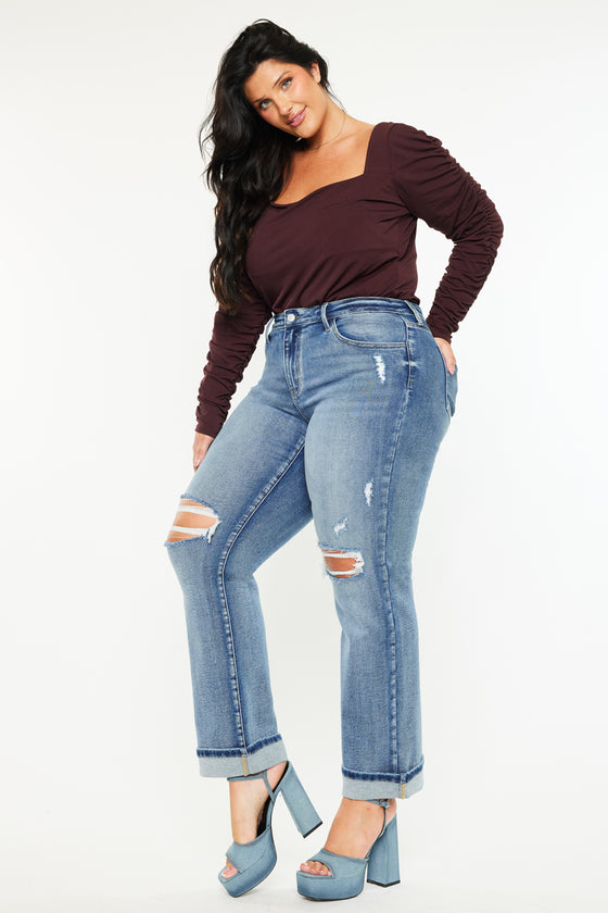Jailen Mid Rise True Straight Leg Jeans (Plus Size) - Official Kancan USA