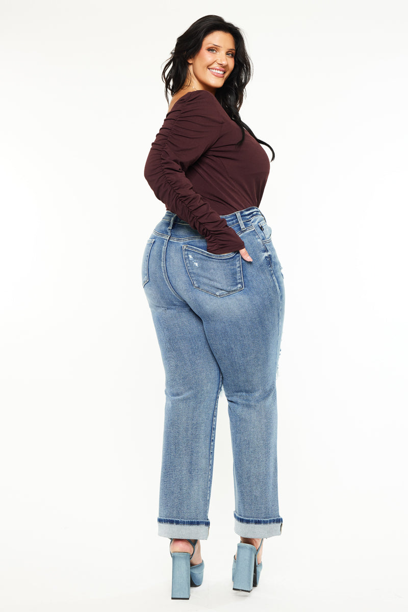 Jailen Mid Rise True Straight Leg Jeans (Plus Size) - Official Kancan USA