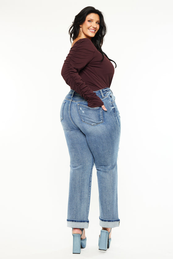 Jailen Mid Rise True Straight Leg Jeans (Plus Size) - Official Kancan USA