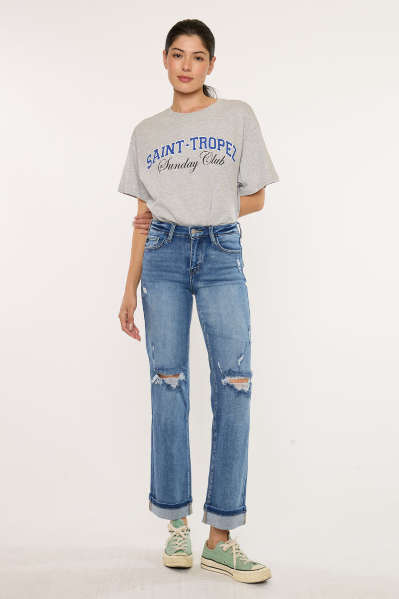 Carrie Essentials Mid Rise True Straight Leg Jeans