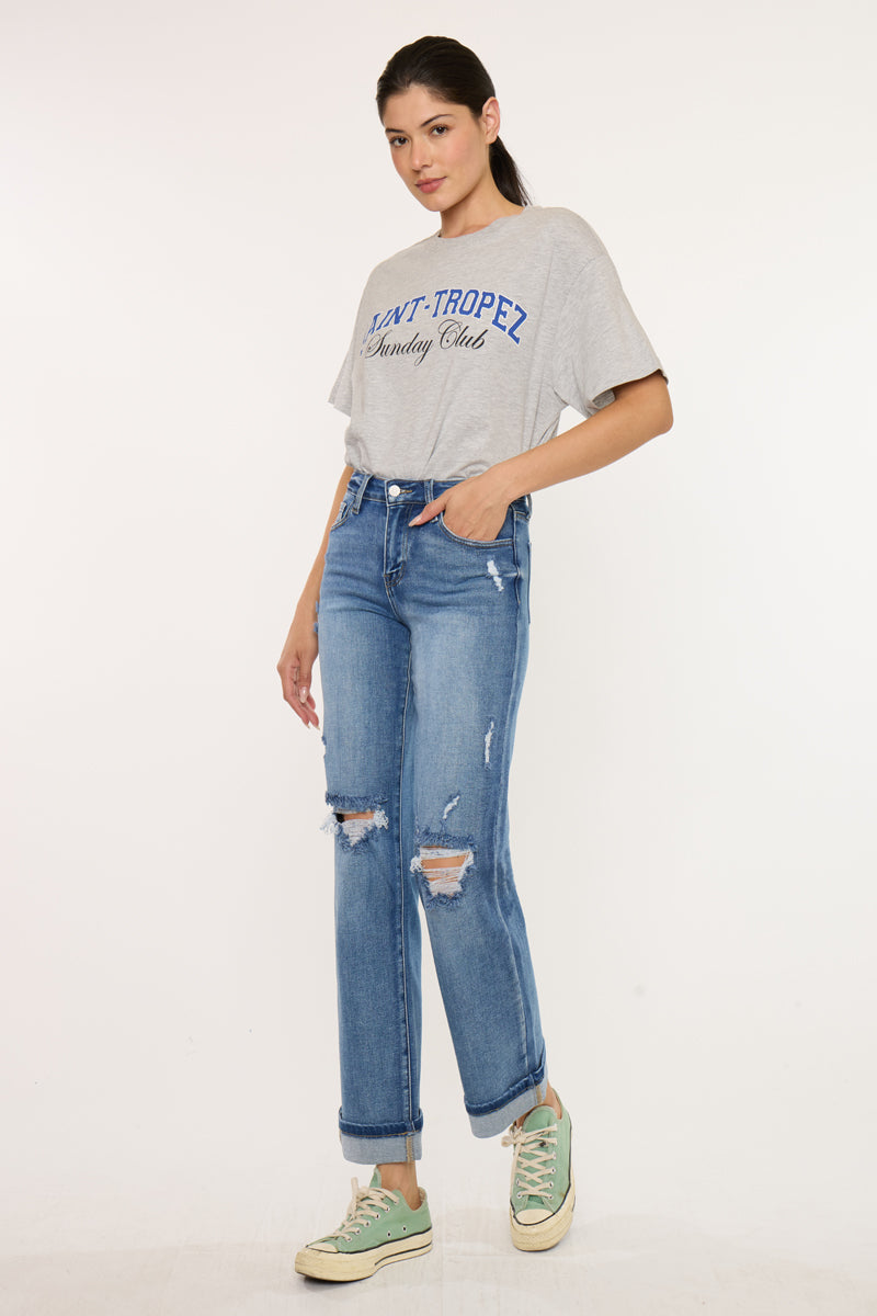 Carrie Essentials Mid Rise True Straight Leg Jeans