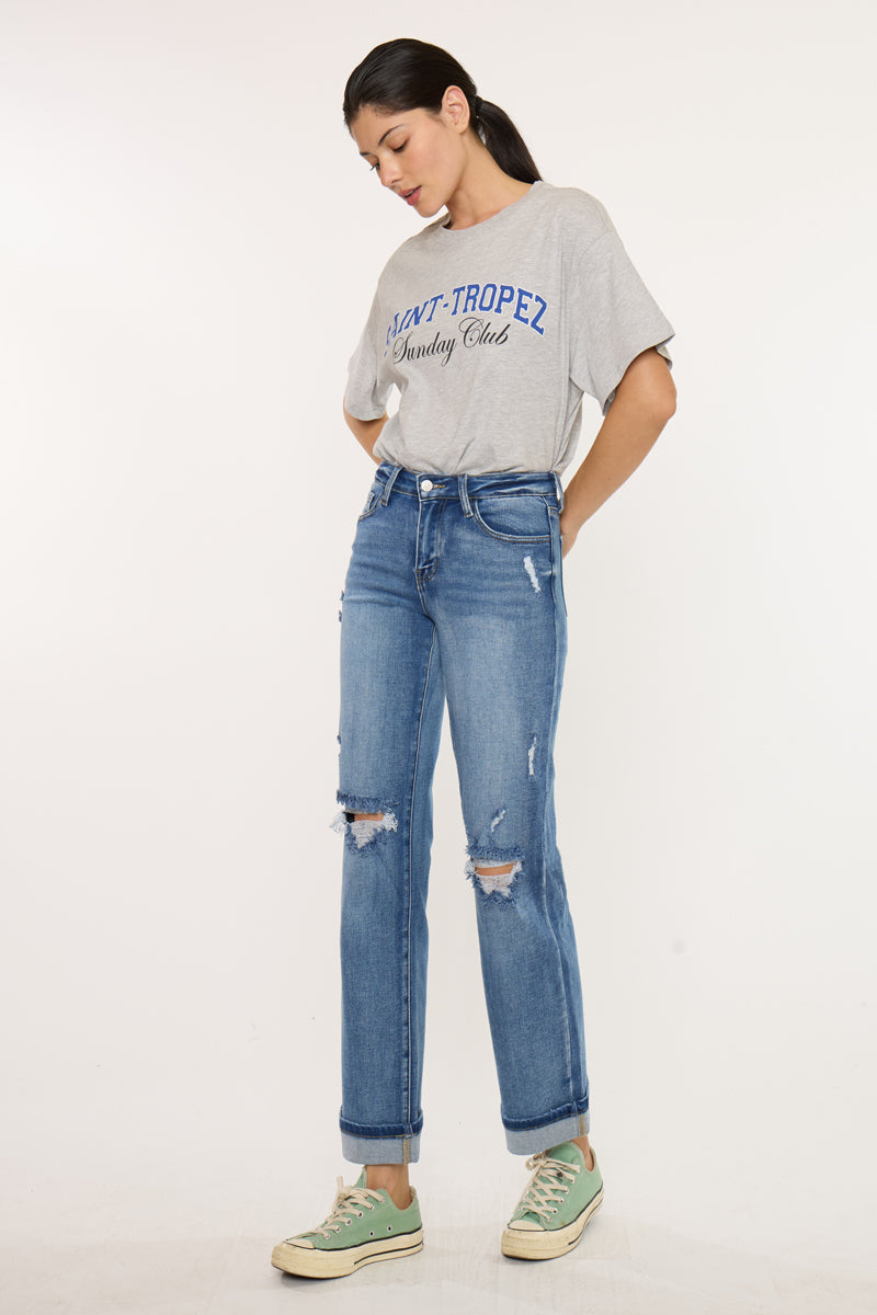 Carrie Essentials Mid Rise True Straight Leg Jeans