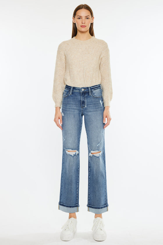 Carrie Mid Rise True Straight Leg Jeans - Official Kancan USA