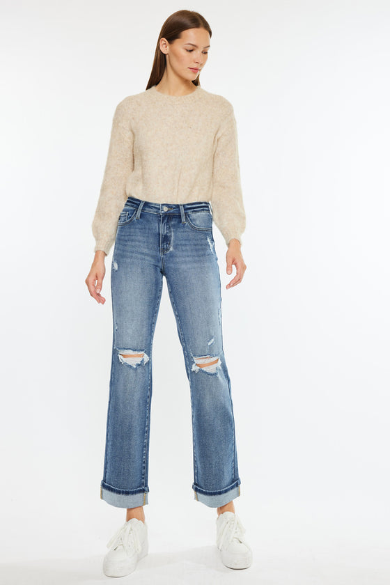 Carrie Mid Rise True Straight Leg Jeans - Official Kancan USA