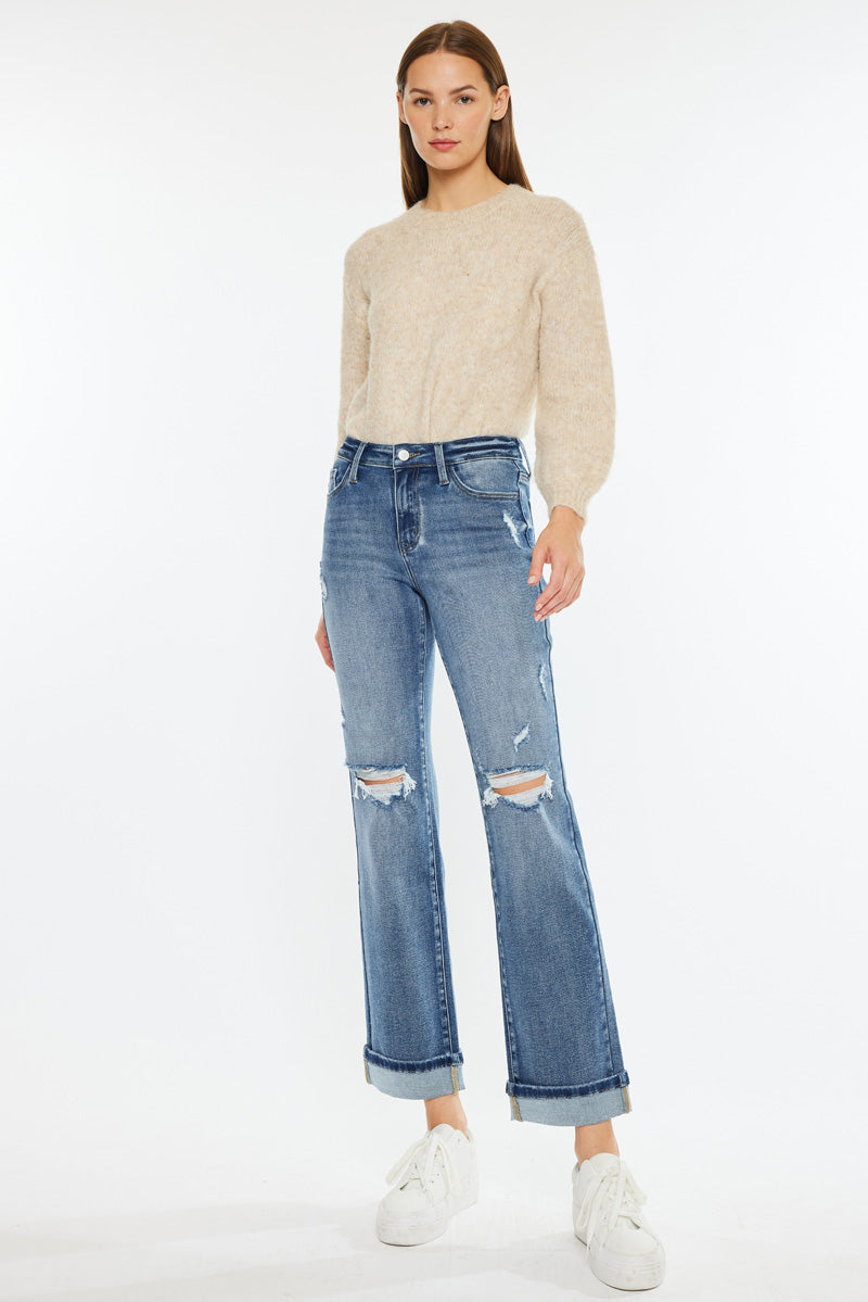 Carrie Mid Rise True Straight Leg Jeans - Official Kancan USA