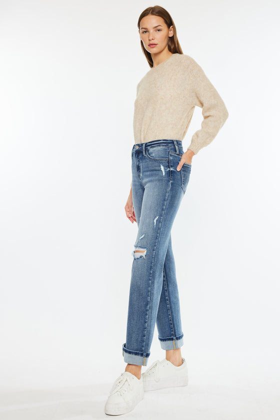 Carrie Mid Rise True Straight Leg Jeans - Official Kancan USA