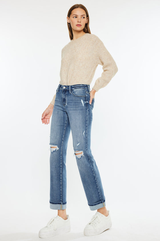 Carrie Mid Rise True Straight Leg Jeans - Official Kancan USA