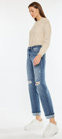 Carrie Mid Rise True Straight Leg Jeans - Official Kancan USA