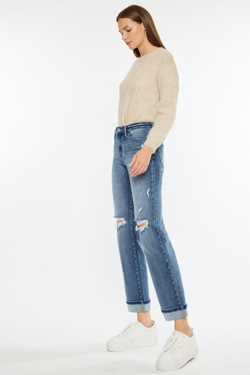 Carrie Mid Rise True Straight Leg Jeans - Official Kancan USA