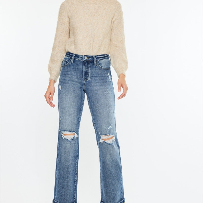 Carrie Essentials Mid Rise True Straight Leg Jeans - Official Kancan USA