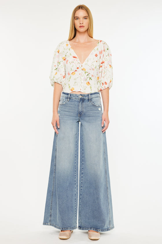 Renee Mid Rise Super Wide Jeans - Official Kancan USA