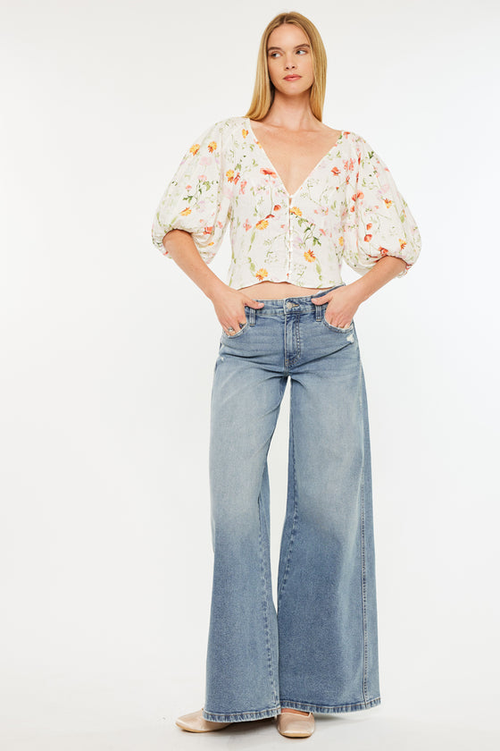 Renee Mid Rise Super Wide Jeans - Official Kancan USA