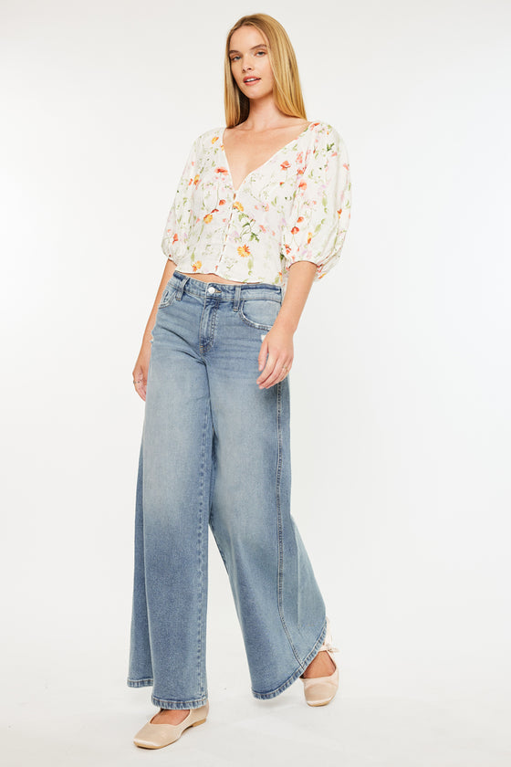 Renee Mid Rise Super Wide Jeans - Official Kancan USA