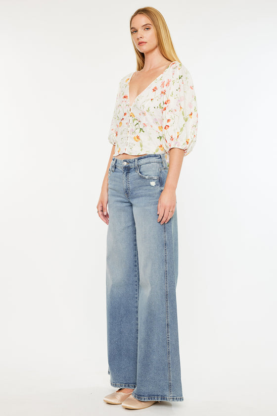 Renee Mid Rise Super Wide Jeans - Official Kancan USA