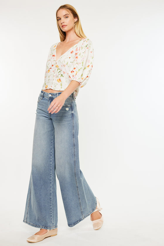 Renee Mid Rise Super Wide Jeans - Official Kancan USA